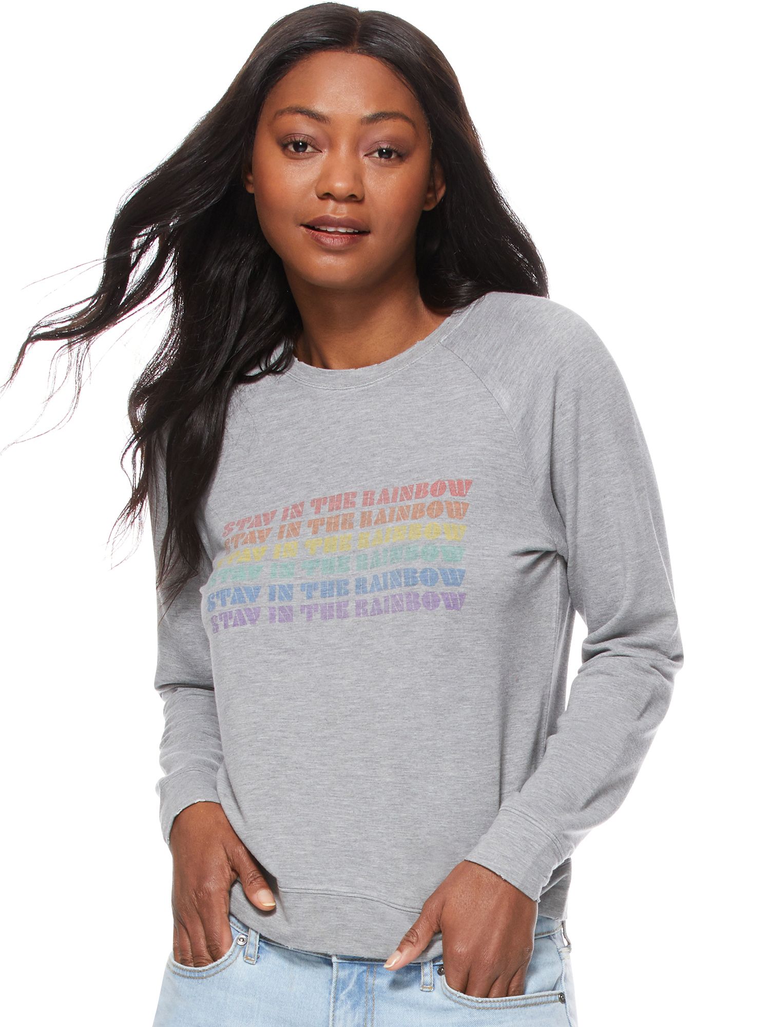 Scoop Stay in the Rainbow Sweatshirt Women's | Walmart (US)