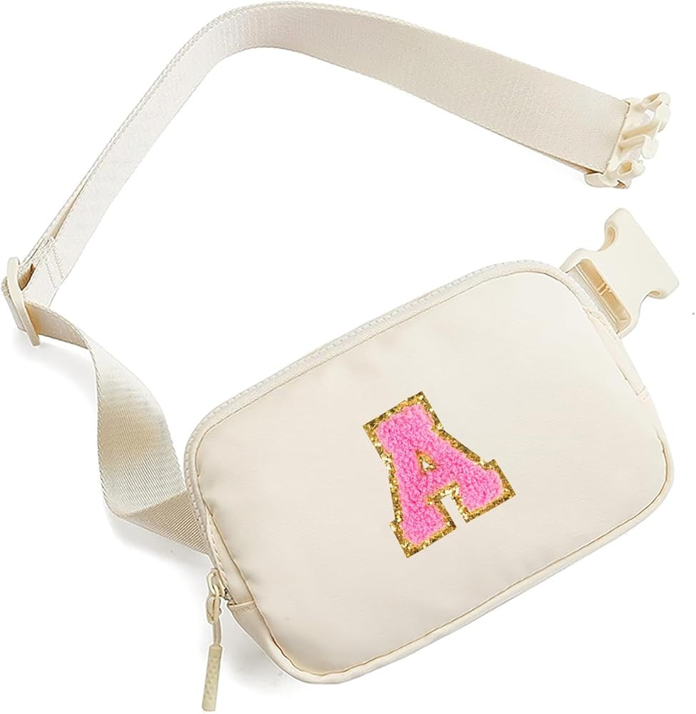 Small Fanny Pack Initial Letter Belt Bag for Women Teen Girl, Mini Waist Pack with Adjustable Str... | Amazon (US)