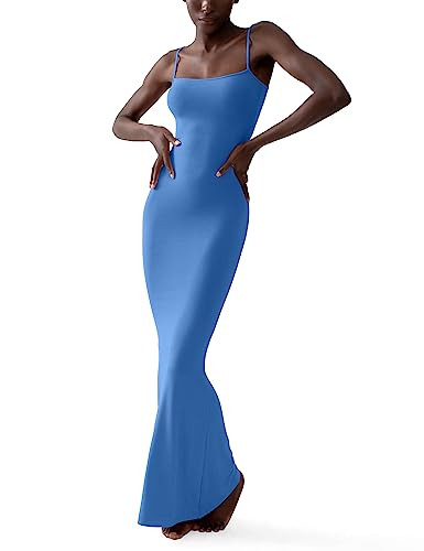 PUMIEY Women's Soft Lounge Long Slip Dress Sexy Sleeveless Backless Bodycon Maxi Dresses for Wome... | Amazon (US)