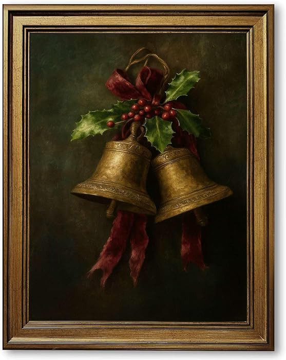 Framed Vintage Christmas Bells Poster Canvas Print Art, Painting Pictures, Exquisite Wall Art, Wa... | Amazon (US)