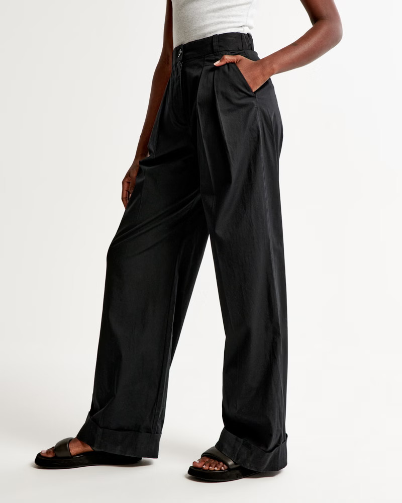 Poplin Tailored Ultra Wide-Leg Pant | Abercrombie & Fitch (US)