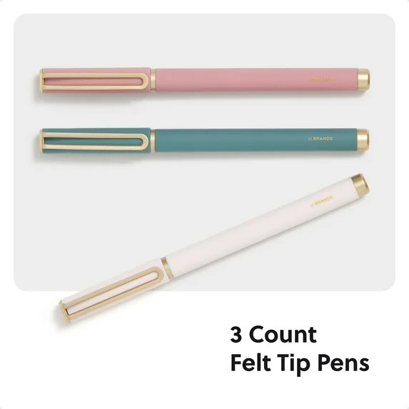 U Brands Catalina Felt Tip Pens, 3 Count, Soft Touch , 0.77 mm, Black Ink, Medium Point | Walmart (US)