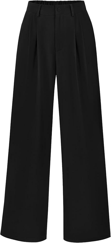 PRETTYGARDEN Women's Casual Summer Work Pants High Waisted Palazzo Pant Flowy Wide Leg Trousers w... | Amazon (US)