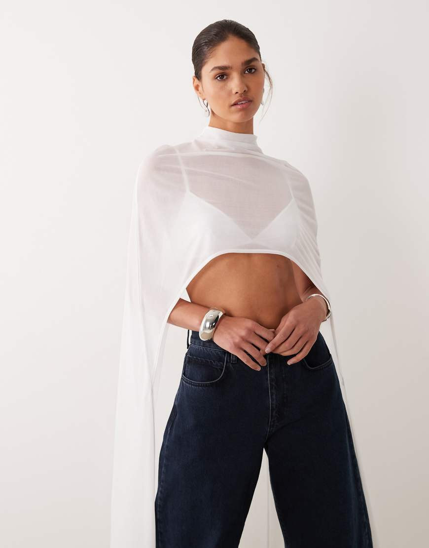 ASOS DESIGN floor length cape top in cream-White | ASOS (Global)