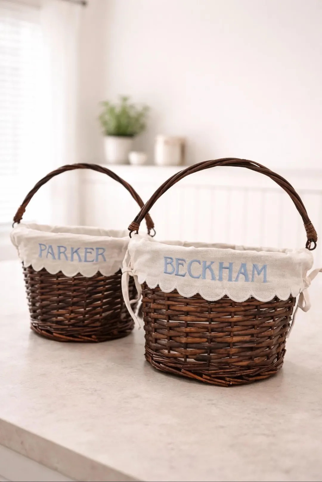 Personalized Easter Basket | custom Easter basket | scalloped basket |  Custom Embroidered Wicker... | Etsy (US)