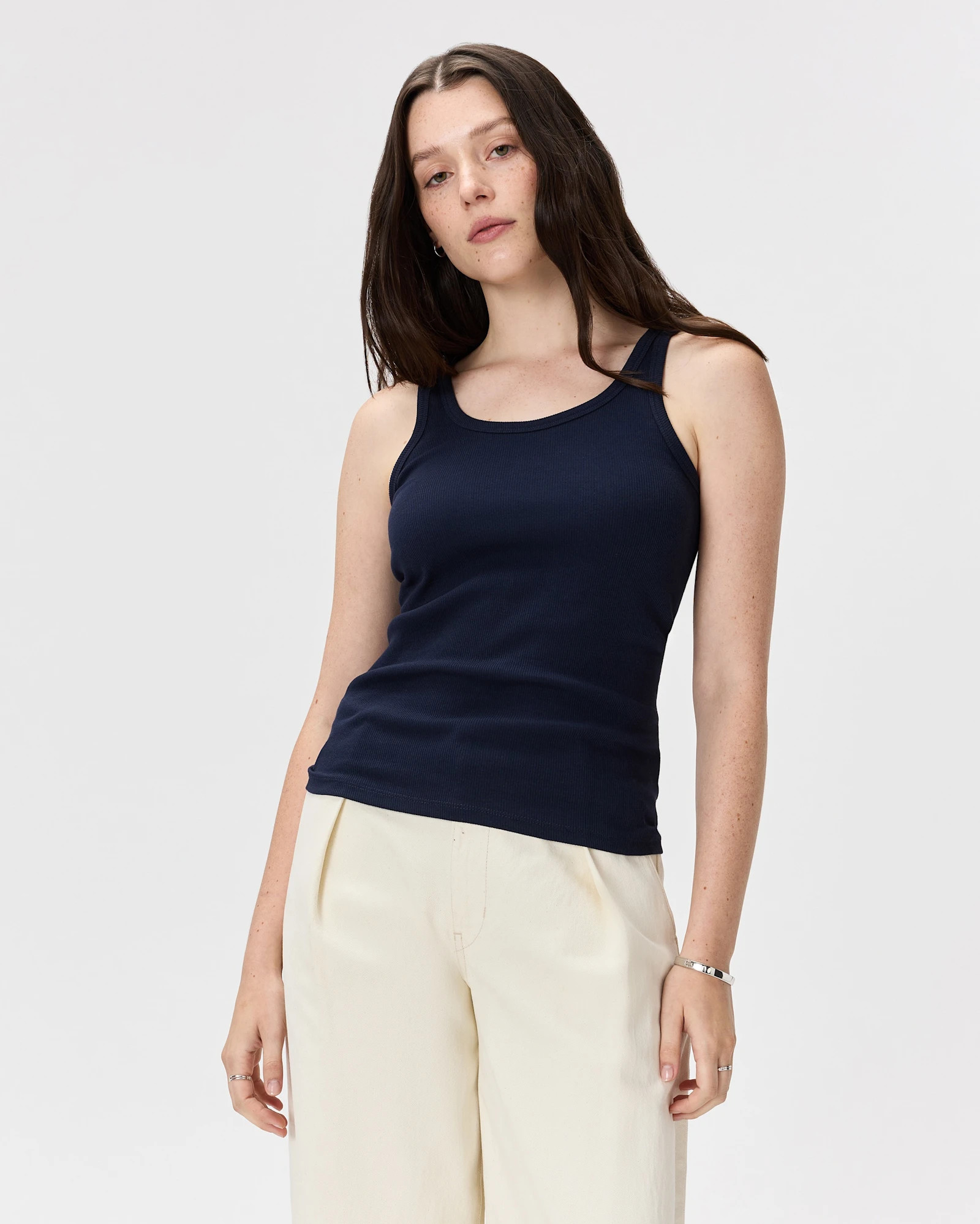 Organic Cotton Micro-Rib Scoop Neck Tank | Quince
