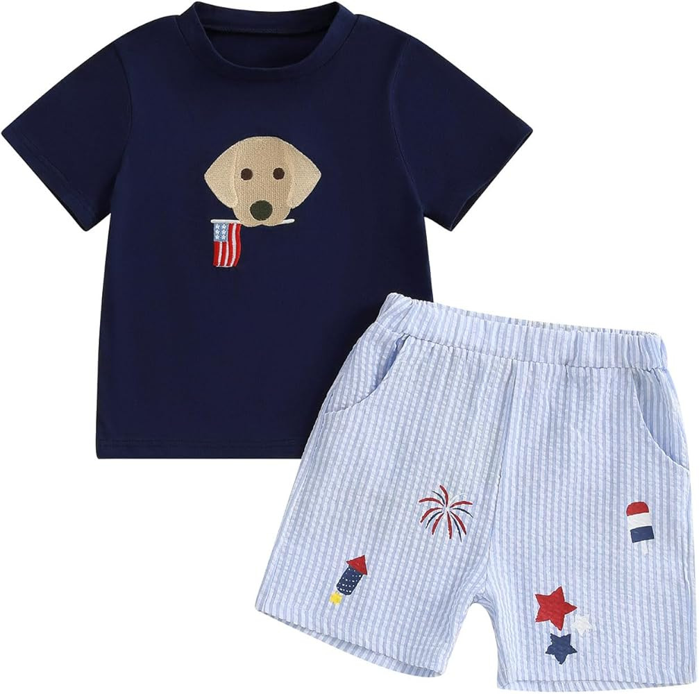 Toddler Baby Boy Girl Easter Outfits Egg Hunter Star Bunny T-shirt Summer Shorts Set Little Kids ... | Amazon (US)
