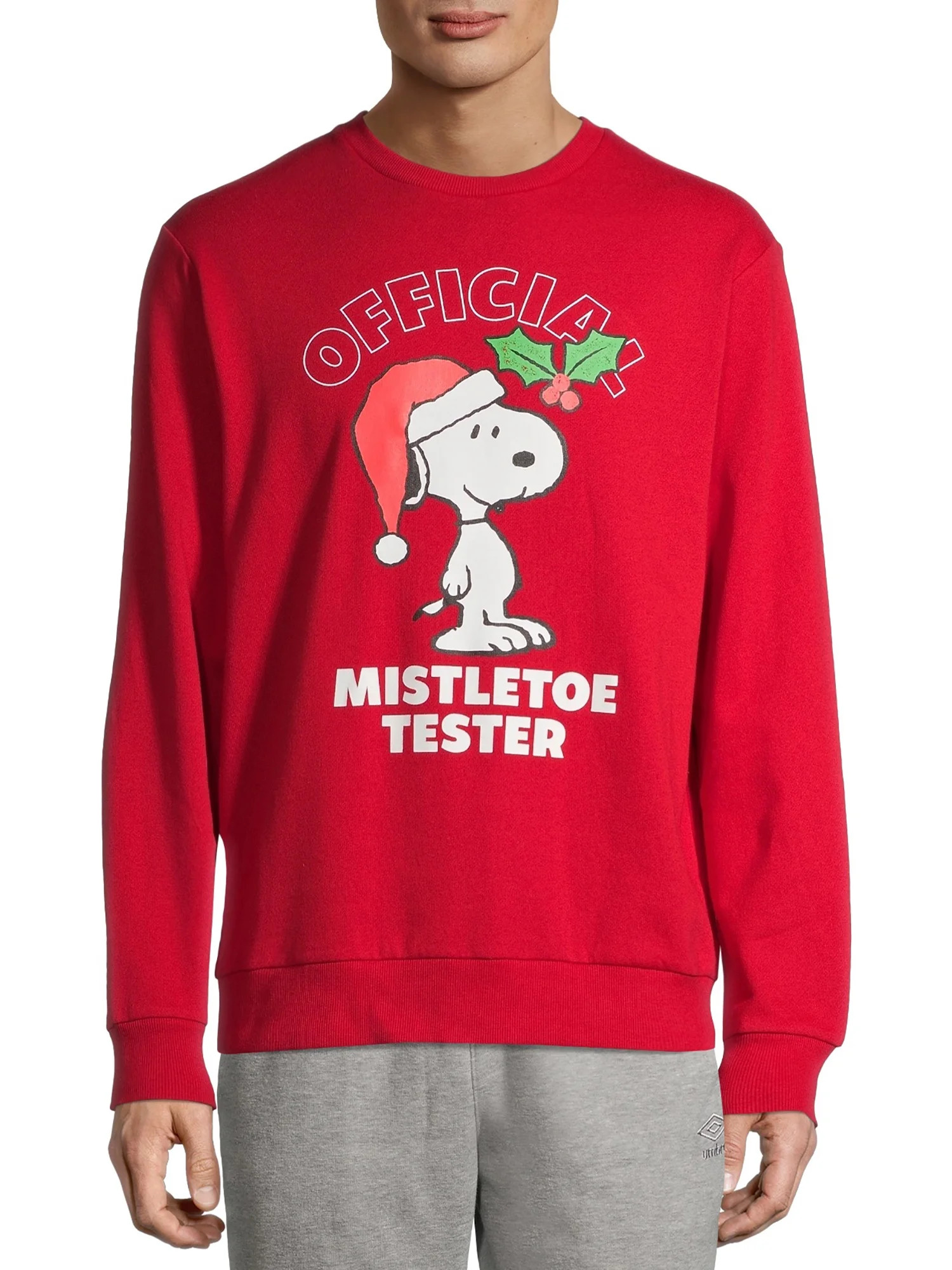 Peanuts Snoopy Mistletoe Tester Holiday Christmas Men's and Big Men's Pullover Graphic Sweatshirt... | Walmart (US)