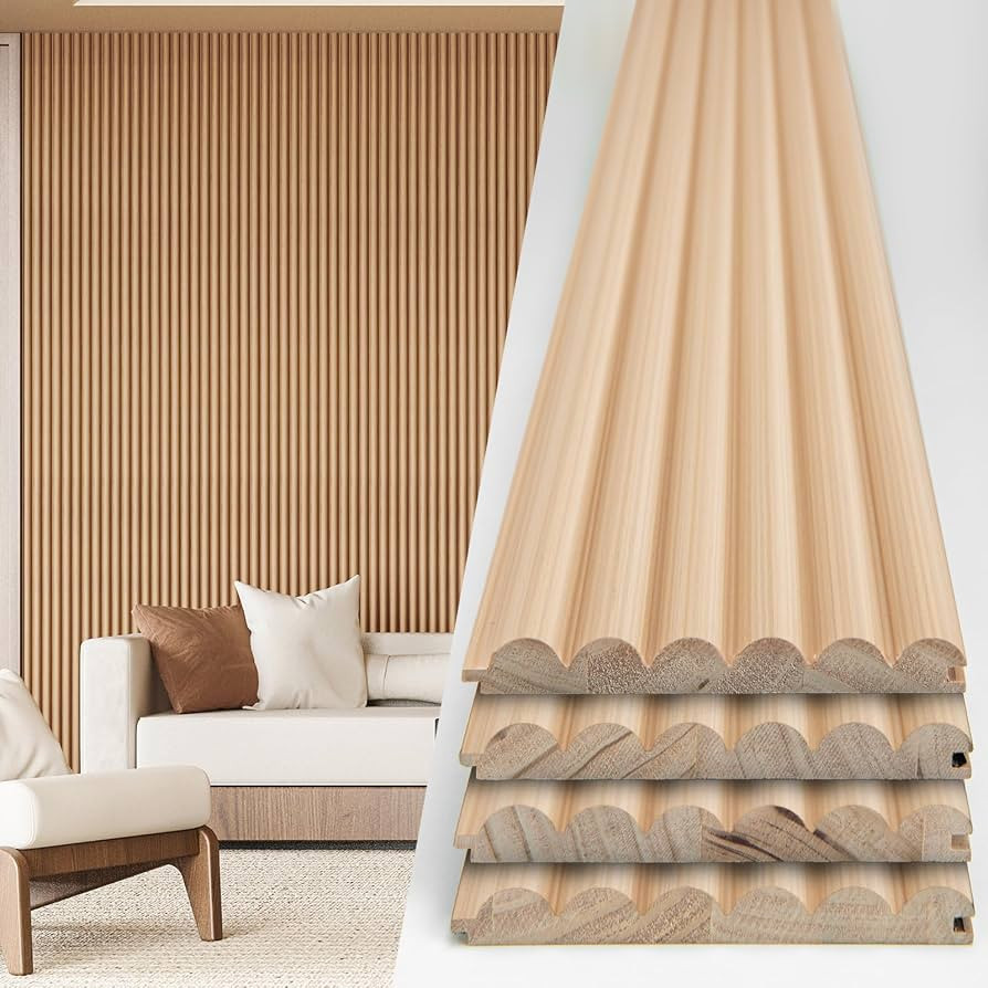 Art3d Fluted Wood Panel - 108 x 5.7 x 0.7in for Wall & Ceiling, Beaded Accent Molding for Home De... | Amazon (US)