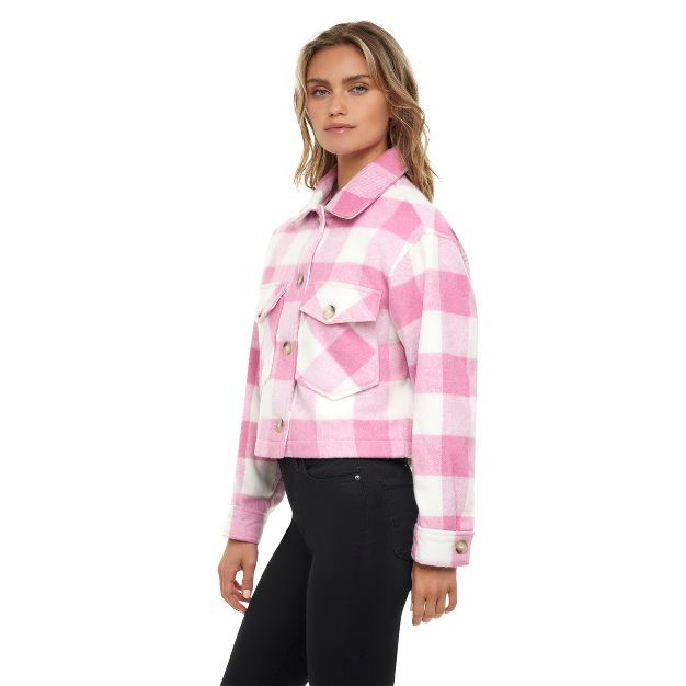 Women's Plaid Shirt Shacket Lined Coat - S.E.B. By SEBBY | Target
