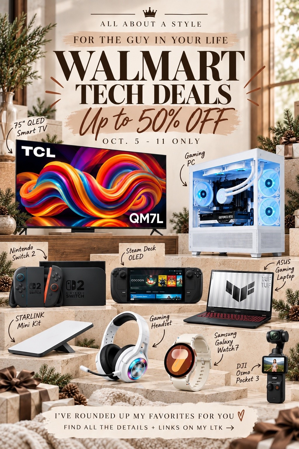 FOR THE GUY WHO LOVES HIS TECH. 🎮🎧

WALMART DEALS HAVE LANDED
Tech Edition • Oct. 5–11 ONLY

Okay… the guys are getting their own edit. 😏

Walmart just dropped some seriously good tech deals — gaming, headphones, TVs, laptops and more. Basically, if there’s a techie in your life, this is the week to shop.

And yes… Christmas will be here before we know it. 🎁

Oct. 5–11 ONLY.

I rounded up the ones worth knowing about. 👀
Shop my Walmart tech picks through my links before the deals disappear!

@Walmart
#WalmartDeals #WalmartFinds #TechDeals #GiftsForHim #TechGifts #GiftIdeasForHim #HolidayShopping #AllAboutAStyle