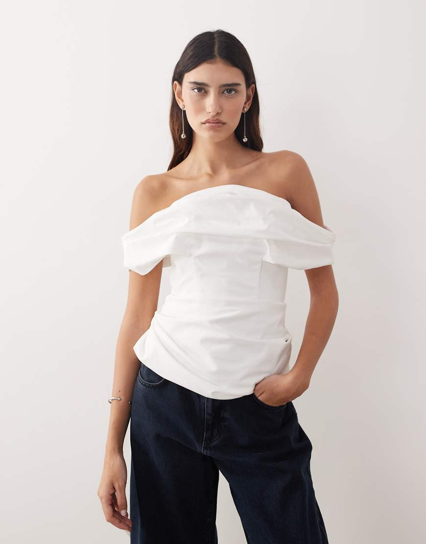 ARRANGE off the shoulder poplin top in white | ASOS (Global)