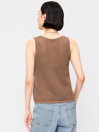 Sleeveless Seaside Cotton Crochet Tank Top | Old Navy (US)
