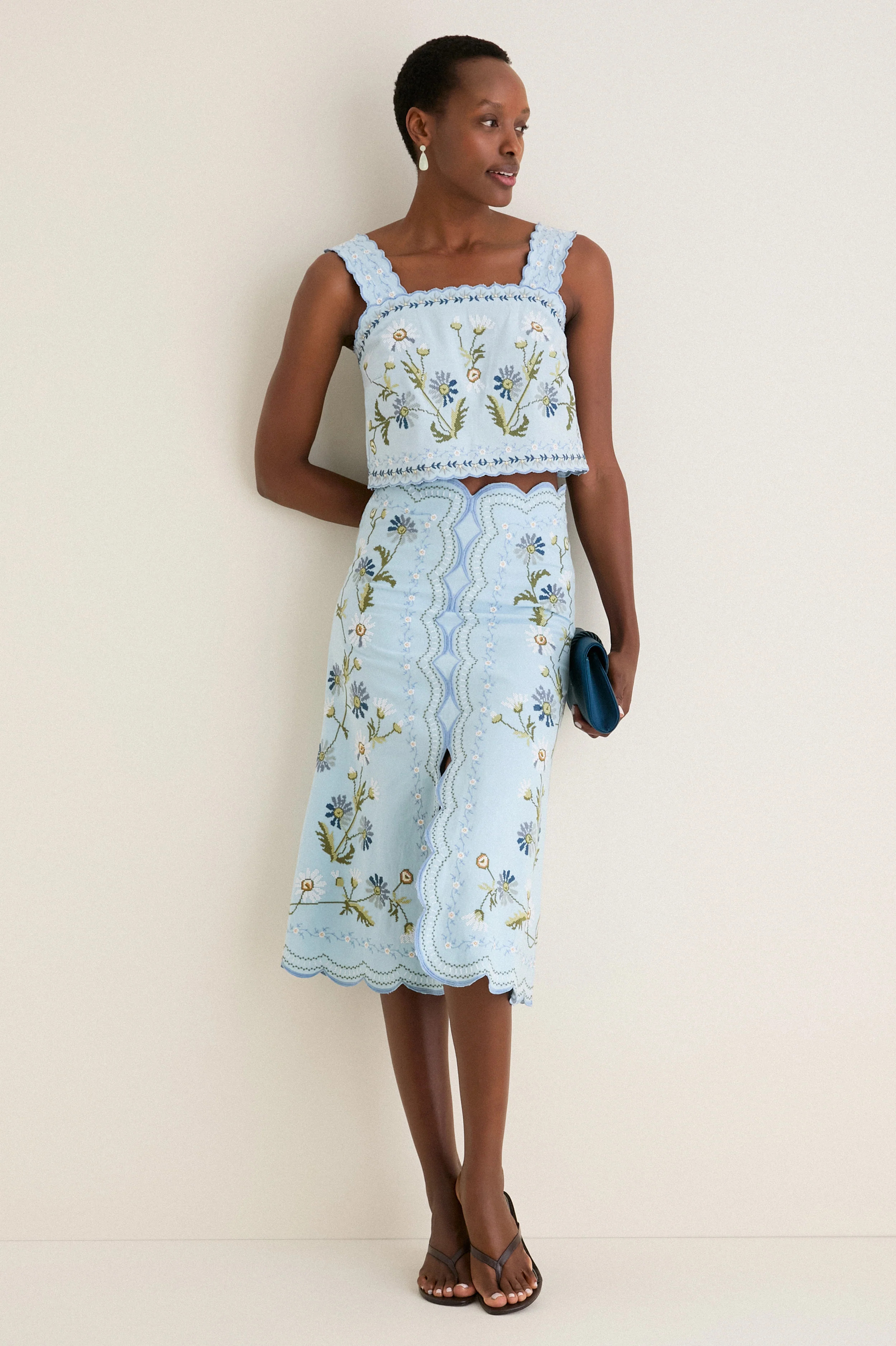 Blue Audra Embroidery Skirt | Tuckernuck (US)