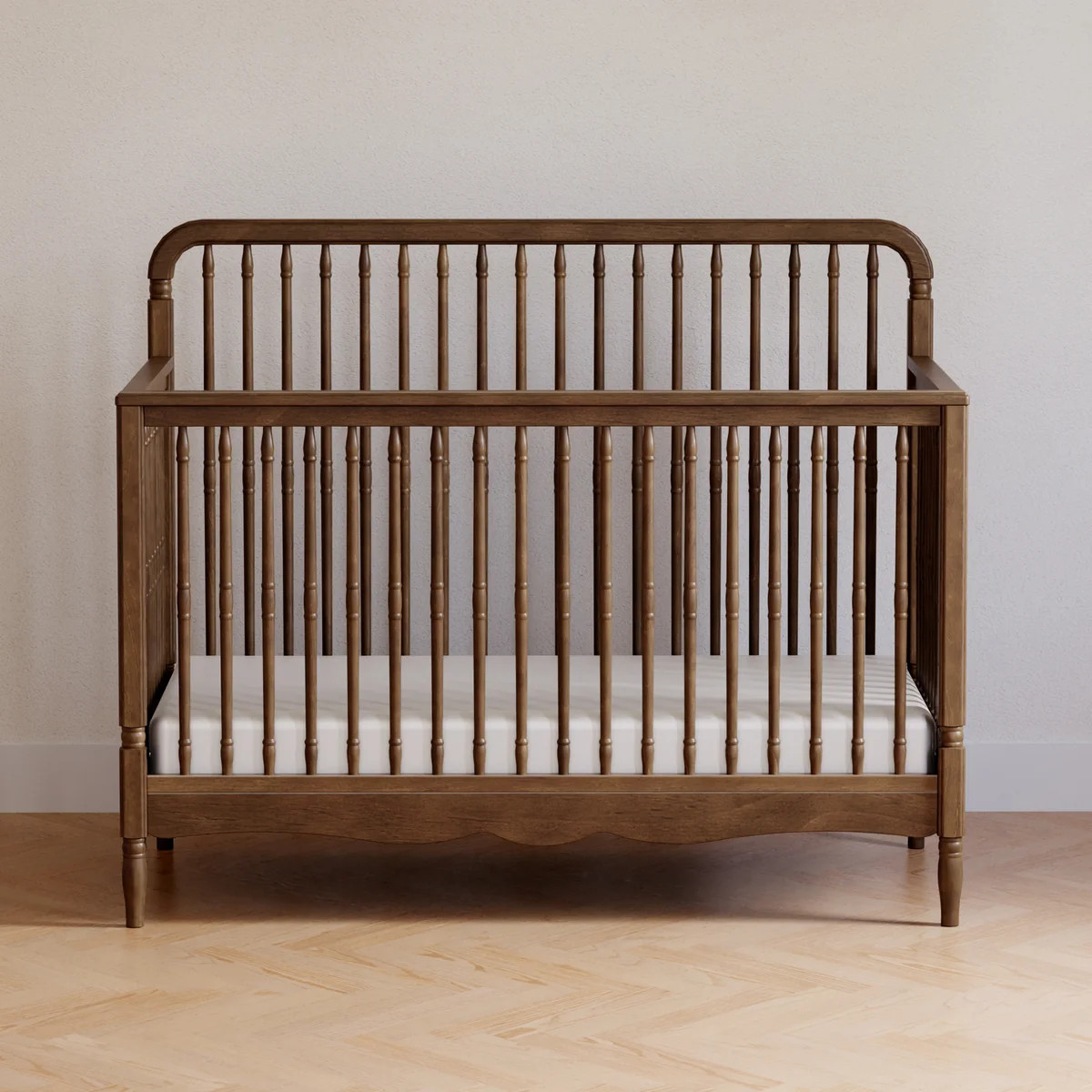 Liberty 4-in-1 Convertible Spindle Crib in Natural Walnut | Over The Moon