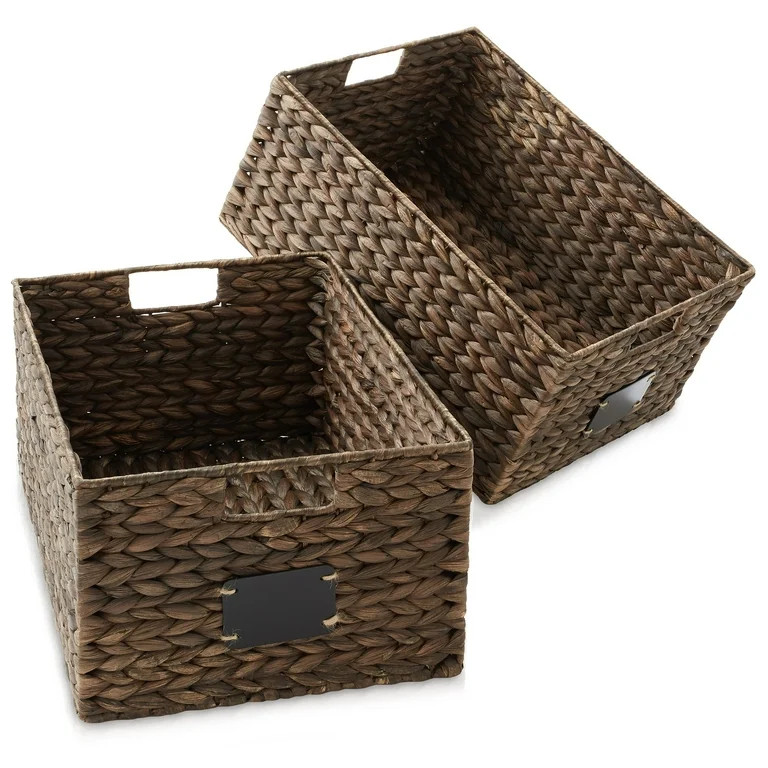 Casafield (Set of 2) Water Hyacinth 12-1/2"x17"x8" Pantry Baskets w/ Chalkboard Labels and Marker... | Walmart (US)