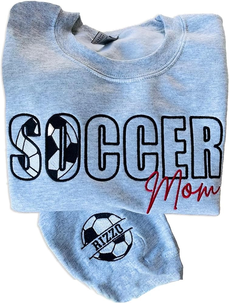 Personalized Embroidered Soccer Mom Sweatshirt With Name On Sleeve, Soccer Season Game Day Sweats... | Amazon (US)
