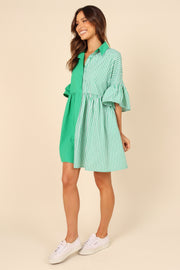 Didi Frill Mini Dress - Green Stripe | Petal & Pup (US)