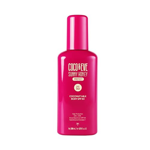 Coco & Eve Coconut Milk Body Sunscreen SPF 50 – Broad Spectrum UVA/UVB Sun Protection, Hydrating Daily Water-Based Lotion, Lightweight, Non-Greasy, Dermatologically Tested, 6.76 Fl Oz | Amazon (US)