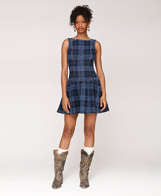 Women's Drop Waist Boat Neck Mini Dress | Macy's