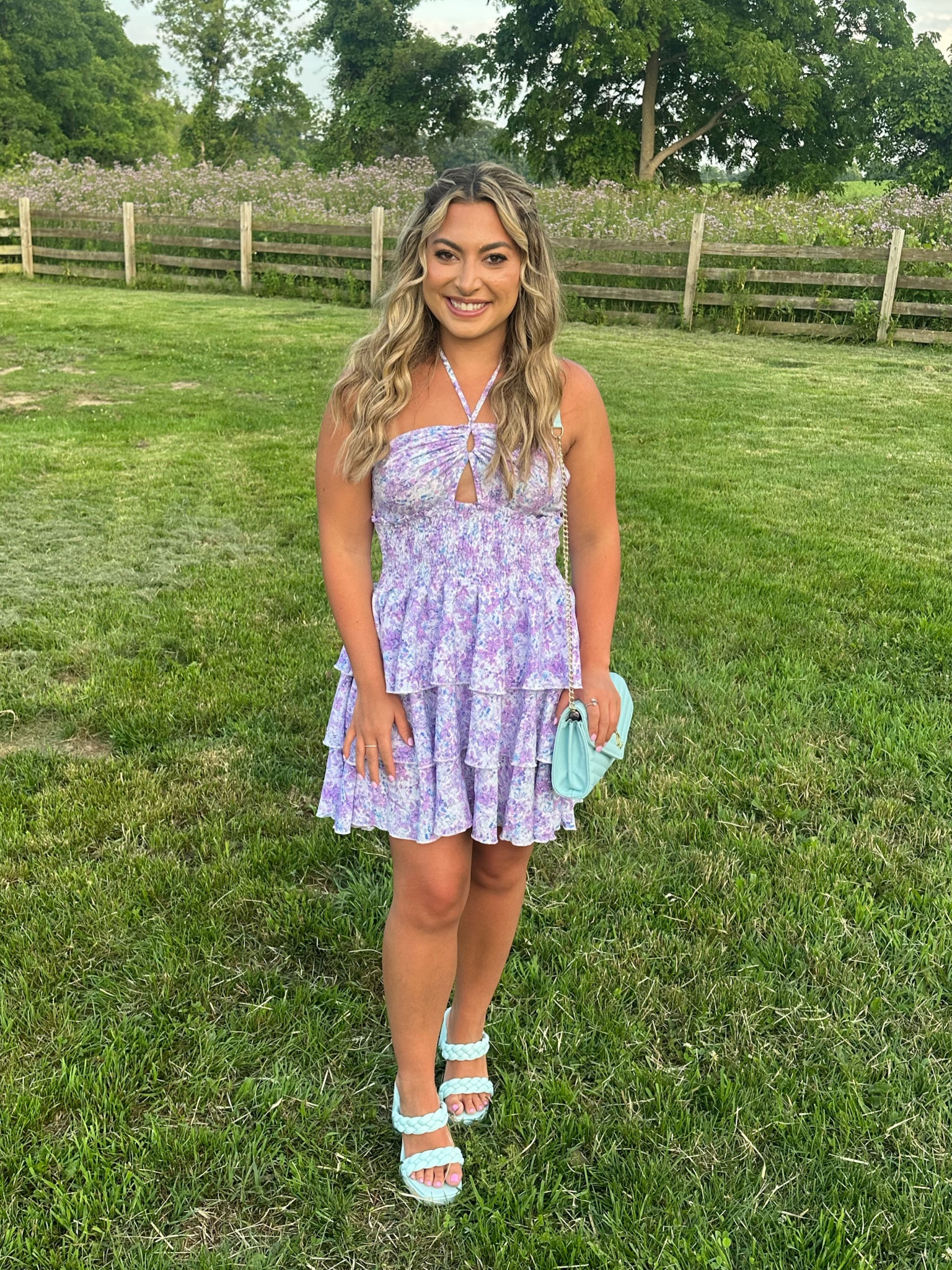 Rehearsal dinner dress/ wedding guest dress 
- halter ruffle dress with braided heels
Wedges | wedding | bridal | blue shoes | chunky heel 

#LTKbeauty #LTKunder100 #LTKstyletip