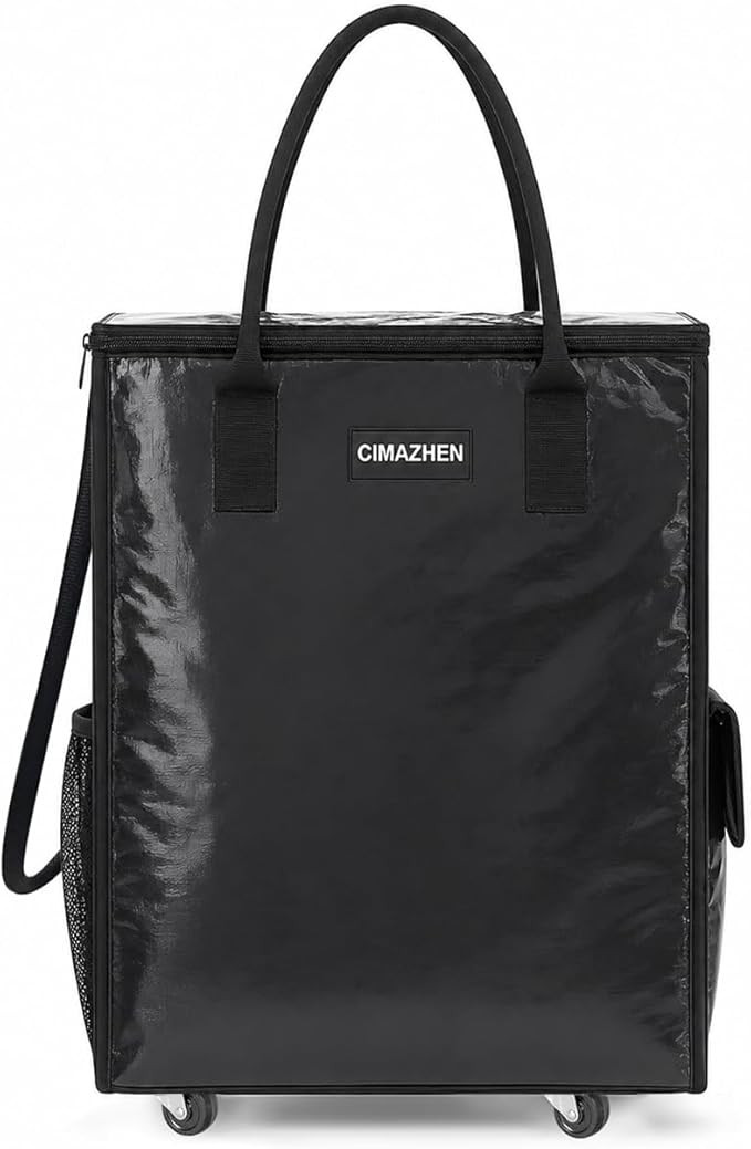 (Small,Black) Reusable Grocery Bag on 4 Wheels, 60L Foldable Rolling Tote Bag with 3 Handles and ... | Amazon (US)