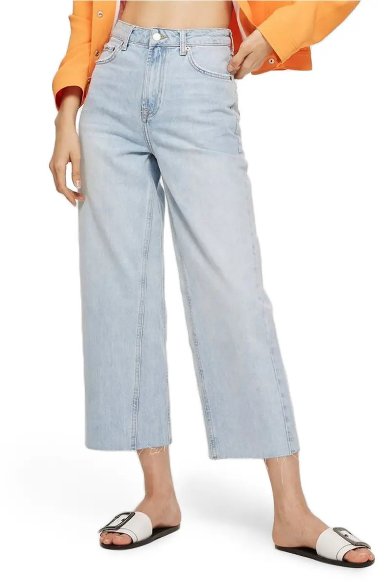 Topshop MOTO Wide Leg Crop Non-Stretch Jeans | Nordstrom