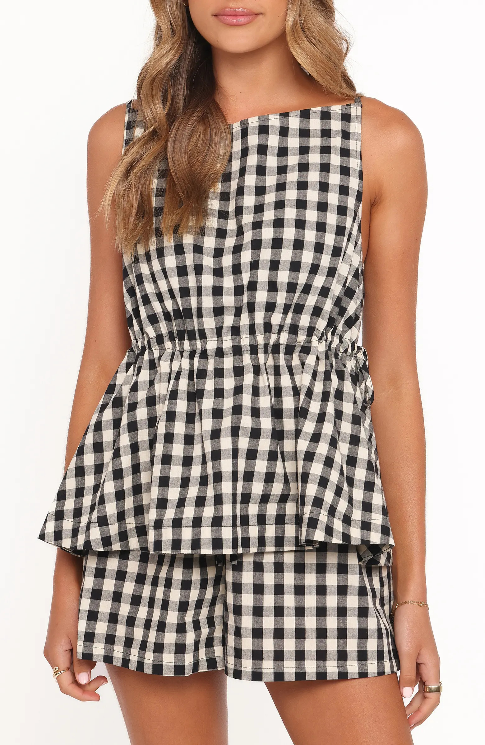Rory Gingham Cotton Peplum Tank | Nordstrom