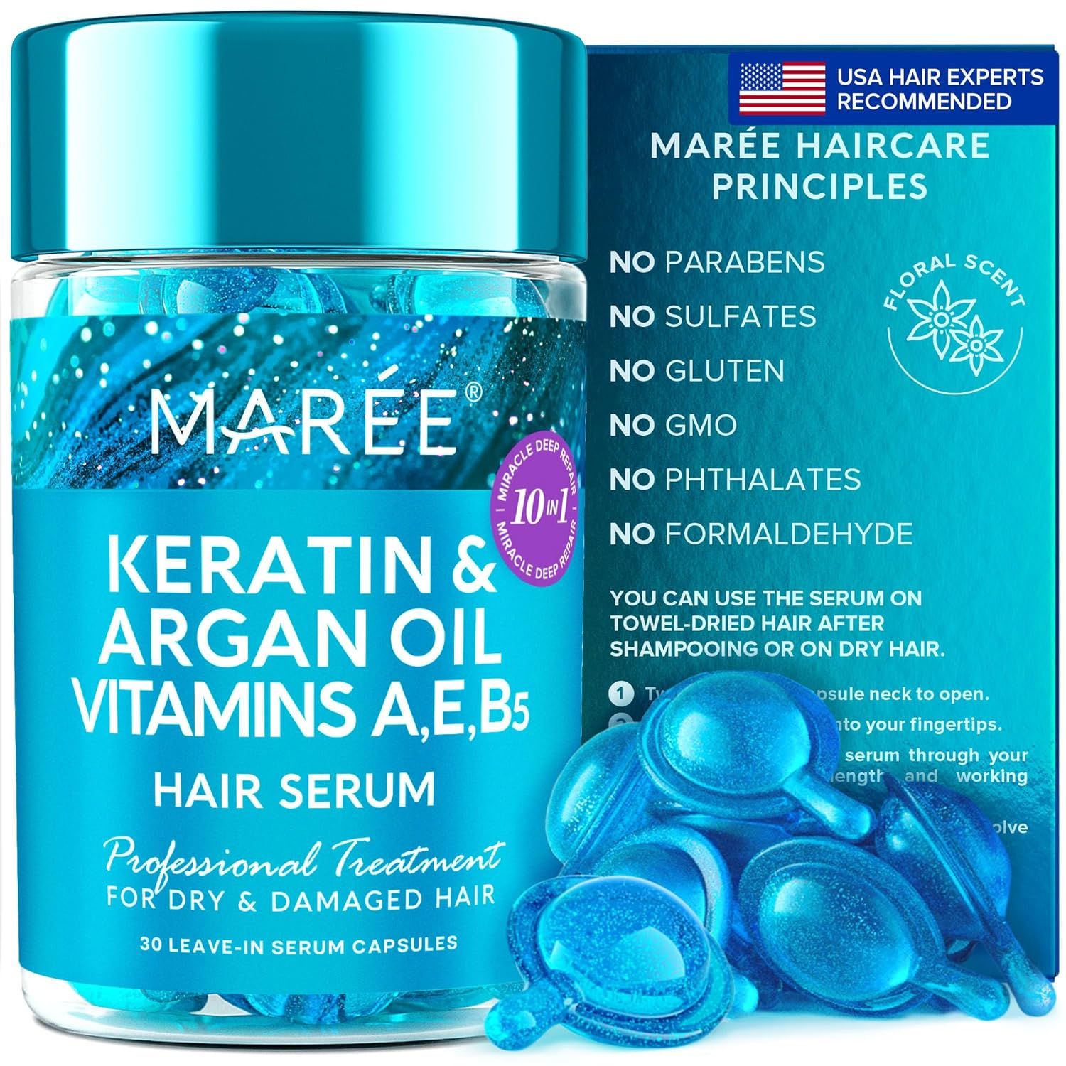 MAREE Hair Styling Oil - No Rinse Conditioner for Frizzy Dry & Damaged Hair - Keratin Treatment w... | Amazon (US)