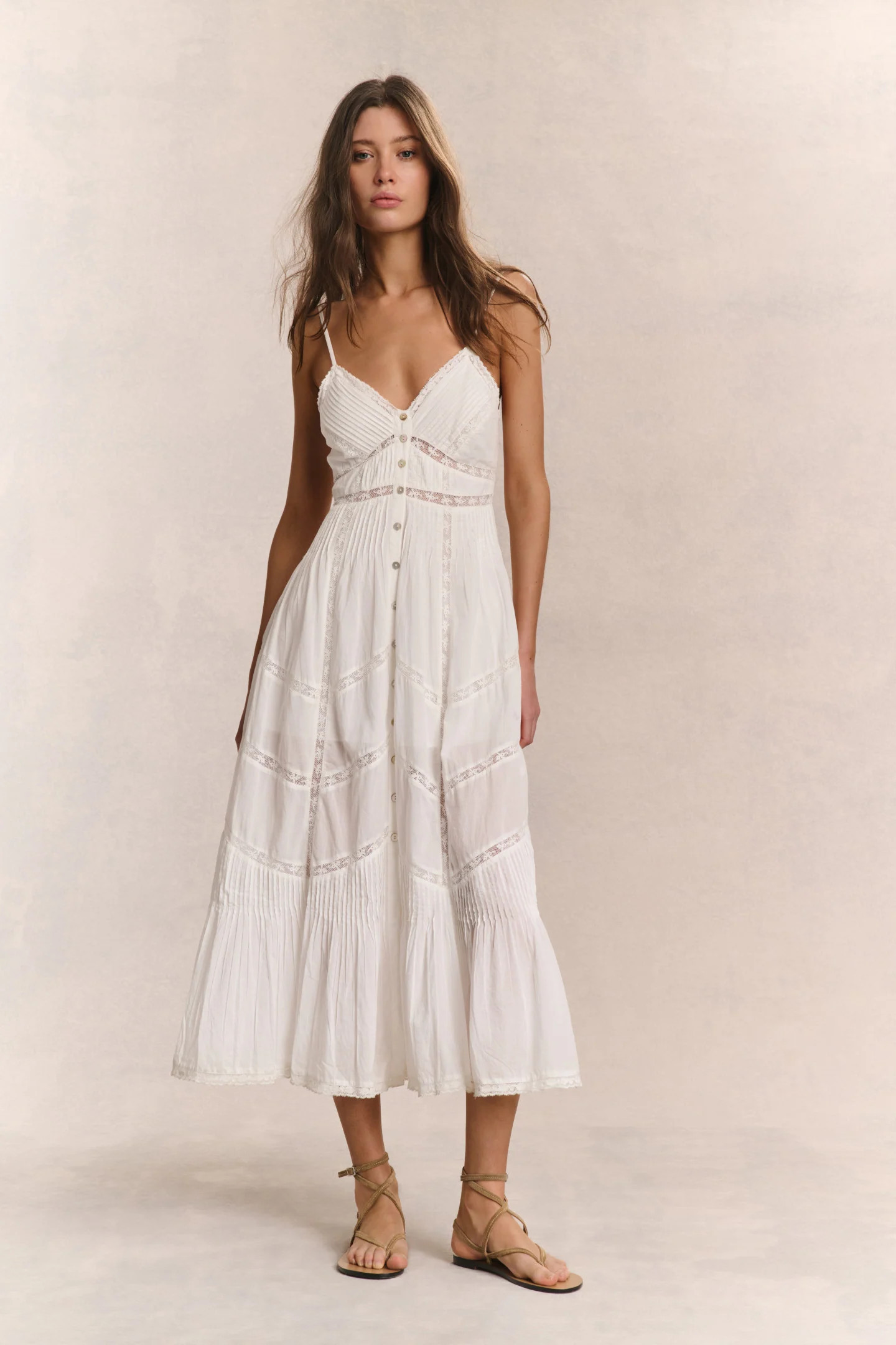 Esilda Heritage Cotton Midi Dress - TRUE WHITE / 8 | LoveShackFancy