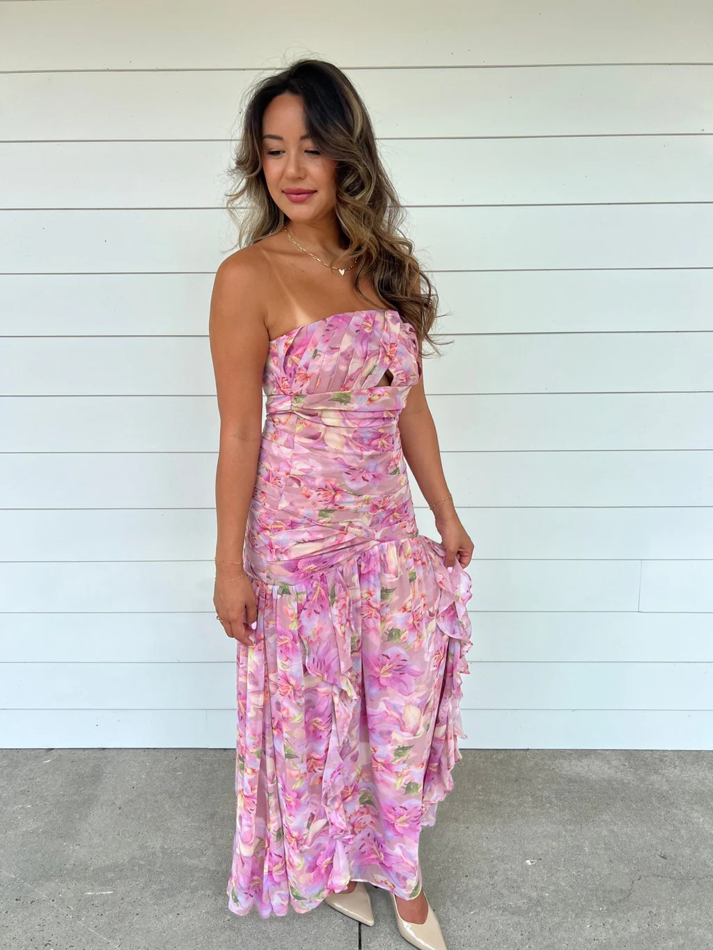 Whisper in Bloom Strapless Maxi Dress | Ardire Collection