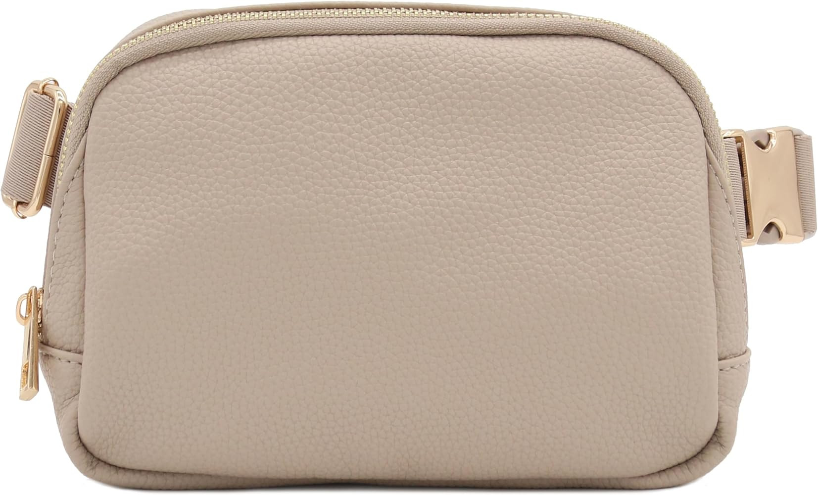 Lightweight Soft PU Pebbled Leather Fanny Pack Belt Bag with Gold Metal Buckle (Travertine) | Amazon (US)