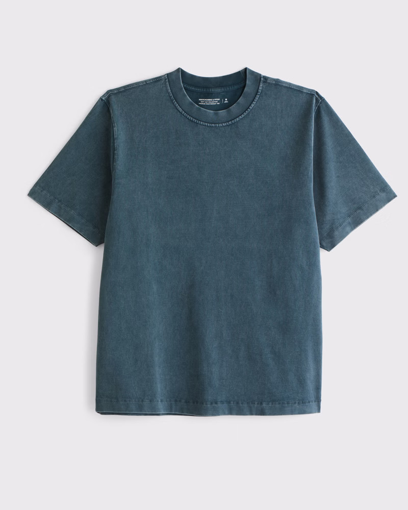 Abercrombie & Fitch Men's Premium Heavyweight 2.0 Tee in Dark Blue Wash - Size L | Abercrombie & Fitch (US)