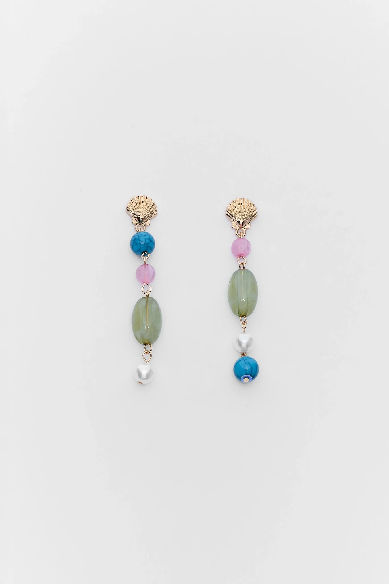 Gold Shell Stone Drop Earrings | Avara