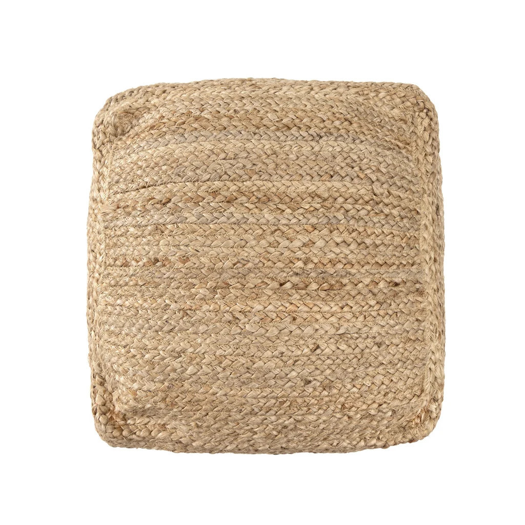 Troxa Solid Hand-Braided Jute Square Ottoman Pouf In Beige | 1stopbedrooms