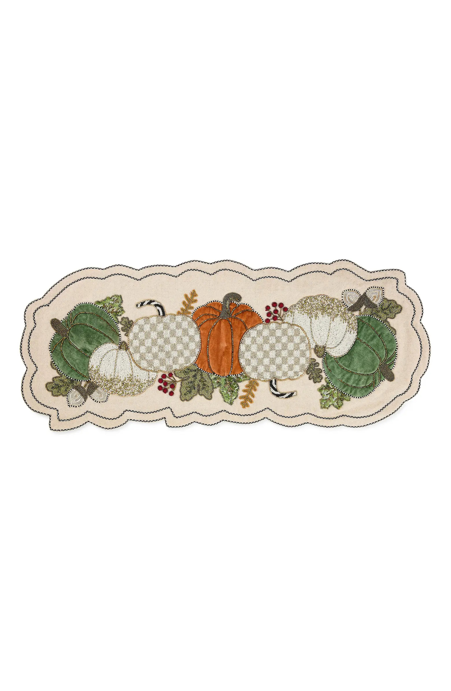 Mocha Check Pumpkin Beaded Table Runner | Nordstrom