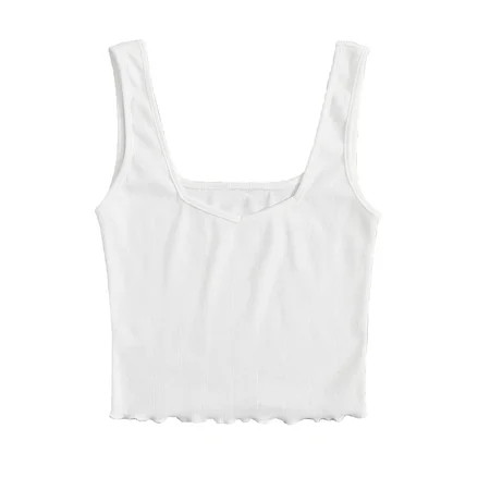 Women s Crop Stretch Plain Casual Plain Tank Straps White Tank Tops & Camis | Walmart (US)