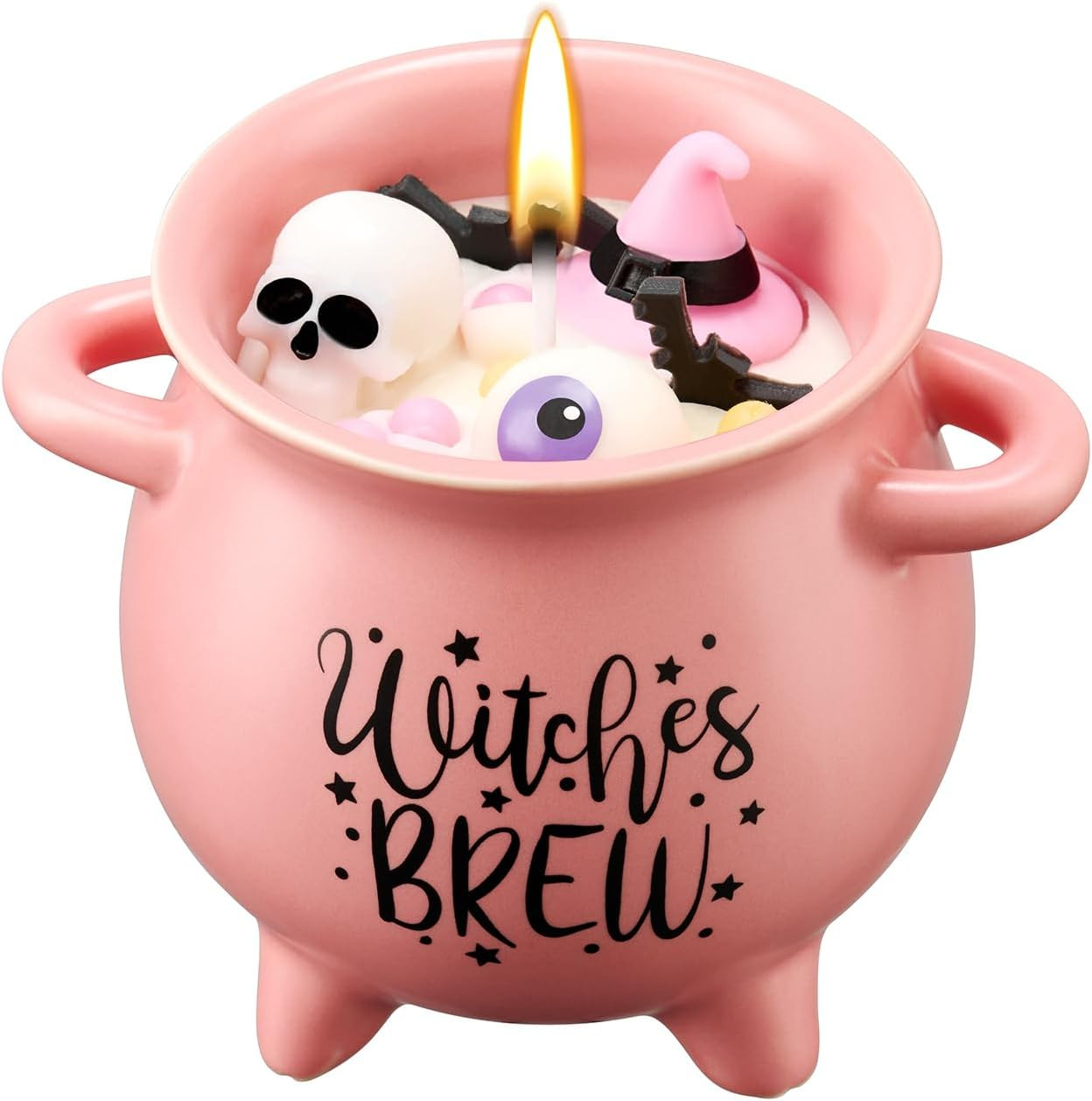 Pink Boo Basket Stuffers for Women Teen Girls with 14OZ Witches Cauldron Candle Pumpkin Scented Candle for Pink Halloween Decoration Indoor | Amazon (US)