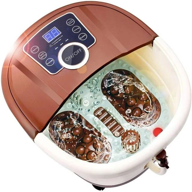 Qhomic Foot Spa Massager with 16 Auto-Rotating Massage Rollers and Bubble Jets, LED Display, Adju... | Walmart (US)