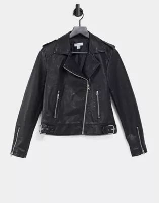 Topshop - Klassiek bikerjack van imitatieleer in zwart | ASOS (Global)