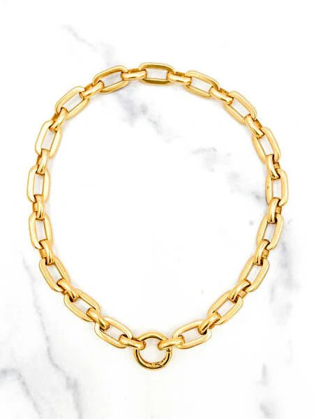 Eldora Necklace, Elizabeth Cole Jewelry, Elizabeth Cole Necklace, Designer Necklace, Gold Link Chain | Elizabeth Cole Jewelry
