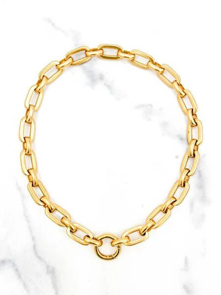 Eldora Necklace, Elizabeth Cole Jewelry, Elizabeth Cole Necklace, Designer Necklace, Gold Link Chain | Elizabeth Cole Jewelry