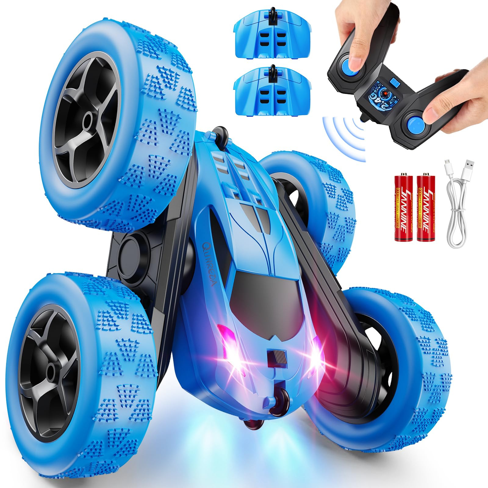 Remote Control Car, RC Cars Toys for Kids Ages 6-12, 4WD Stunt Car with LED Lights & 360° Flips,... | Amazon (US)