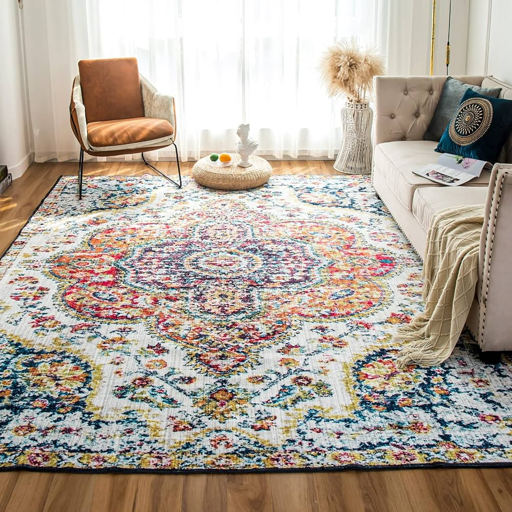 VK Living Machine Washable Rug 4'x6' Vintage Design Washable Area Rugs with Non Slip Rugs for Liv... | Amazon (US)