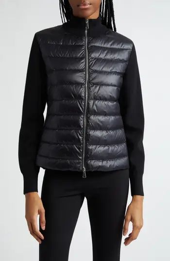 Quilted Nylon & Wool Knit Cardigan | Nordstrom