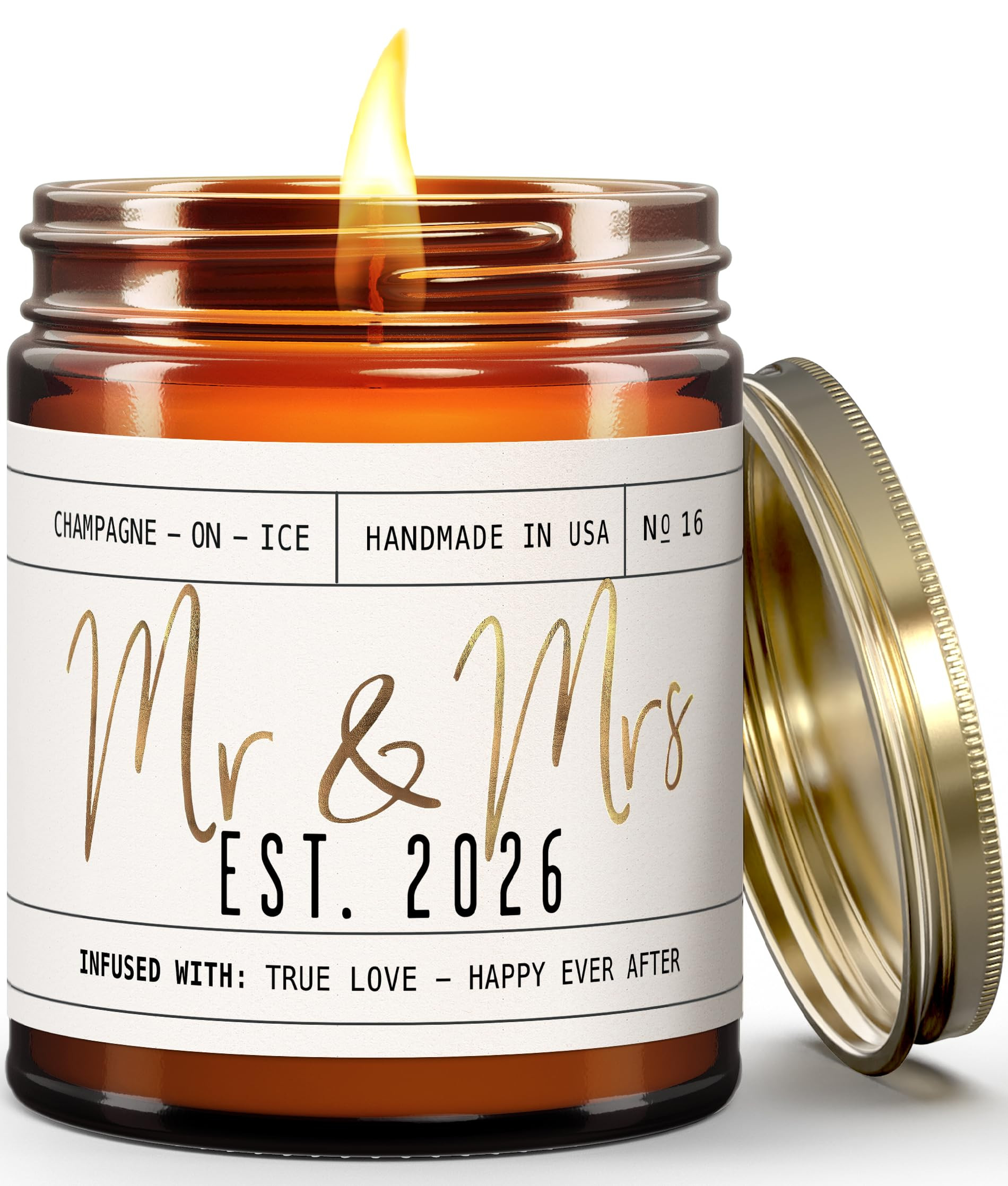 Wedding Gifts for Couples 2026, Bridal Shower Gifts from Bride - 'Mr and Mrs Est. 2026 Candle, w/... | Amazon (US)