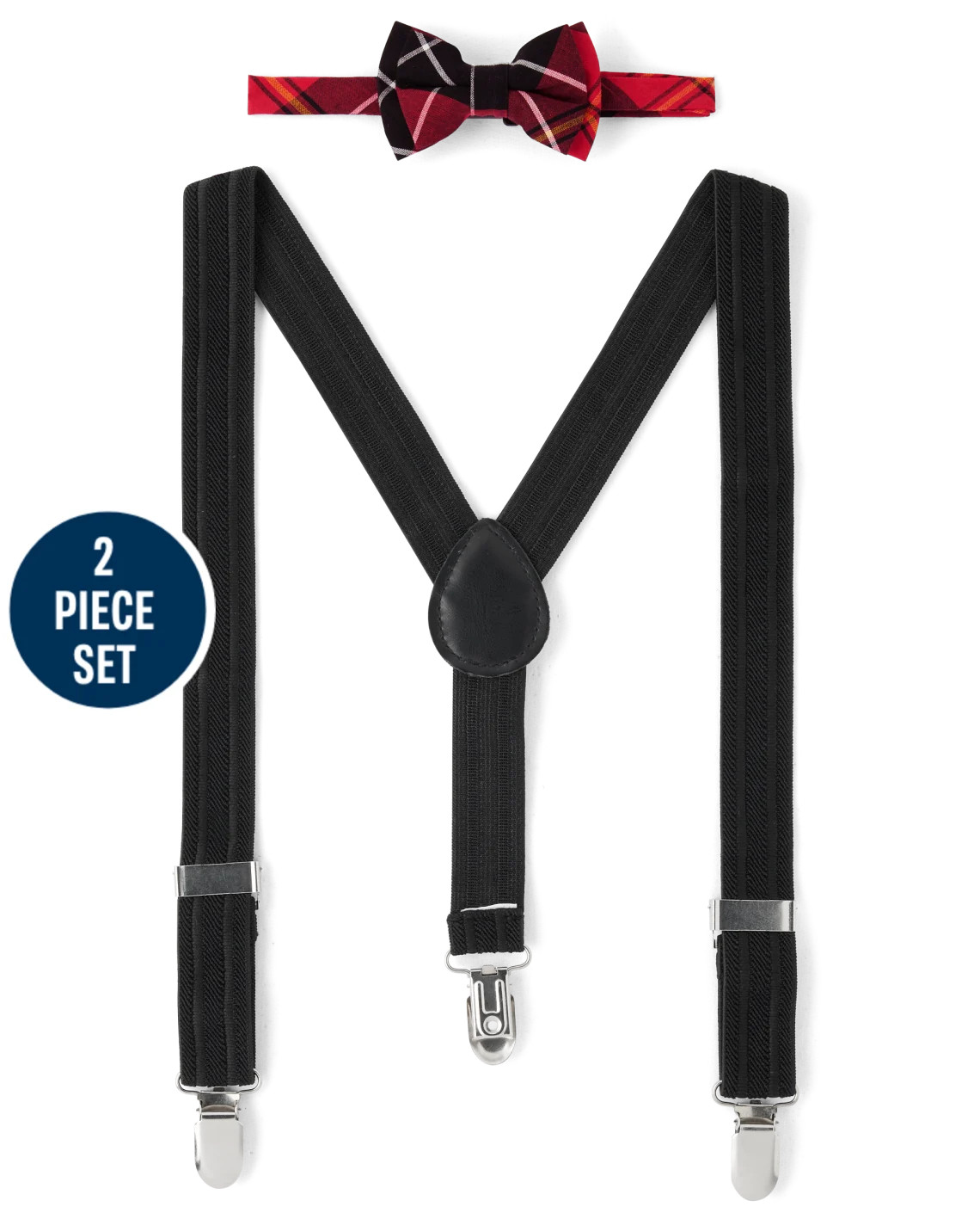 Toddler Boys Plaid Bow Tie And Suspenders 2-Piece Set - classicred | The Children's Place