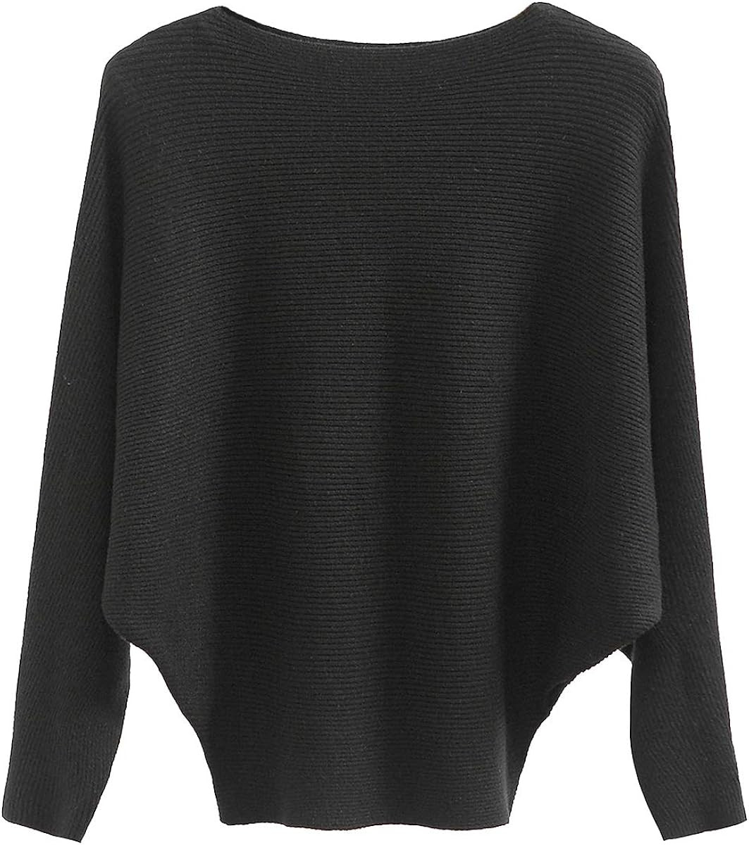 GABERLY Boat Neck Batwing Sleeves Dolman Knitted Sweaters and Pullovers Tops for Women | Amazon (US)