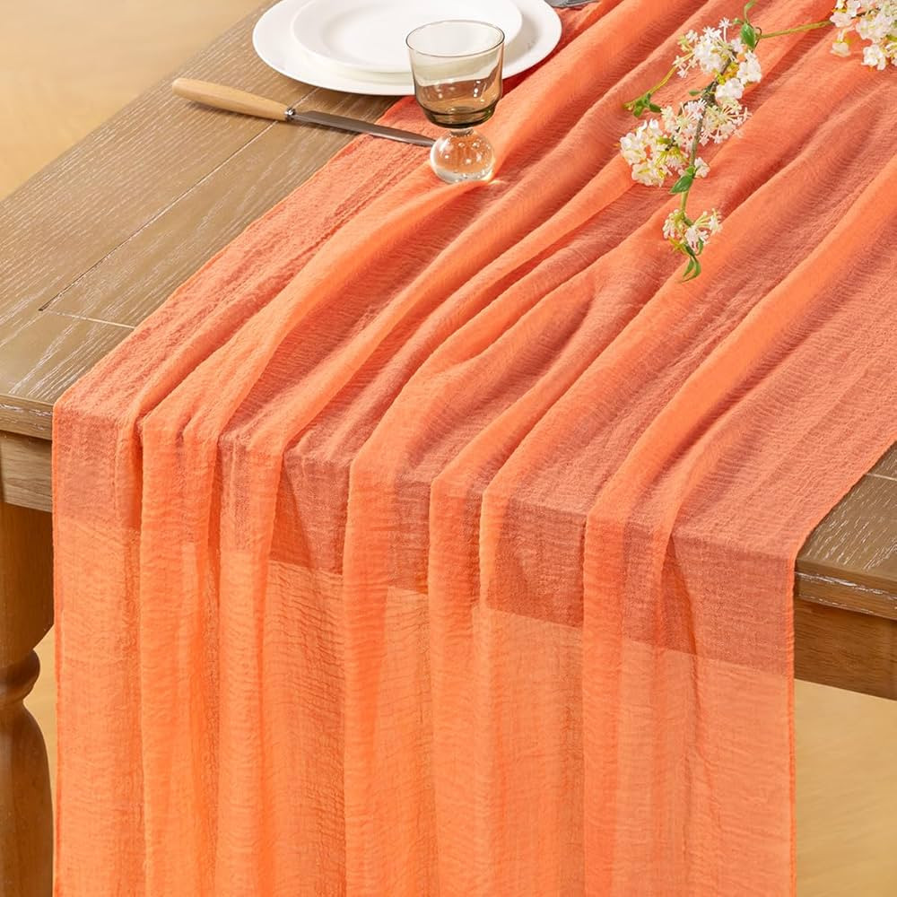 Orange Cheesecloth Table Runner 4 Pack Boho Gauze Summer Table Runners 120 inches Sheer Cheese Cl... | Amazon (US)