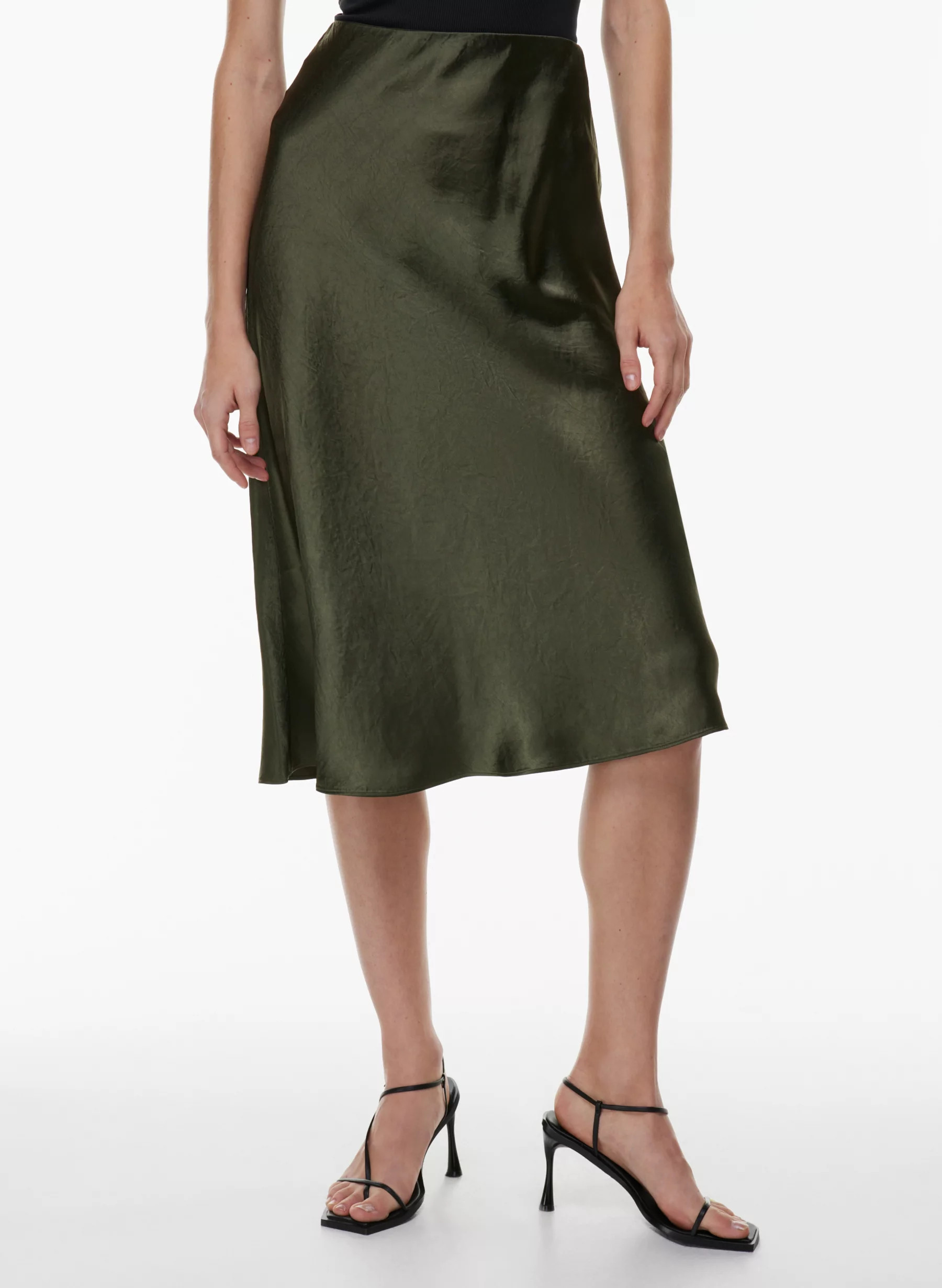 SLIP SATIN MIDI SKIRT | Aritzia